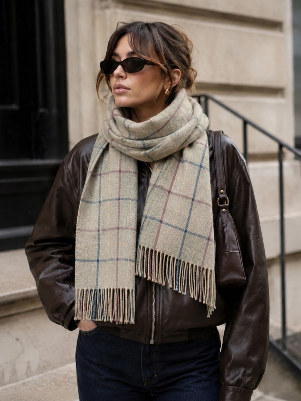 Burberrys Vintage Cashmere Plaid Fringe Scarf in EUC
